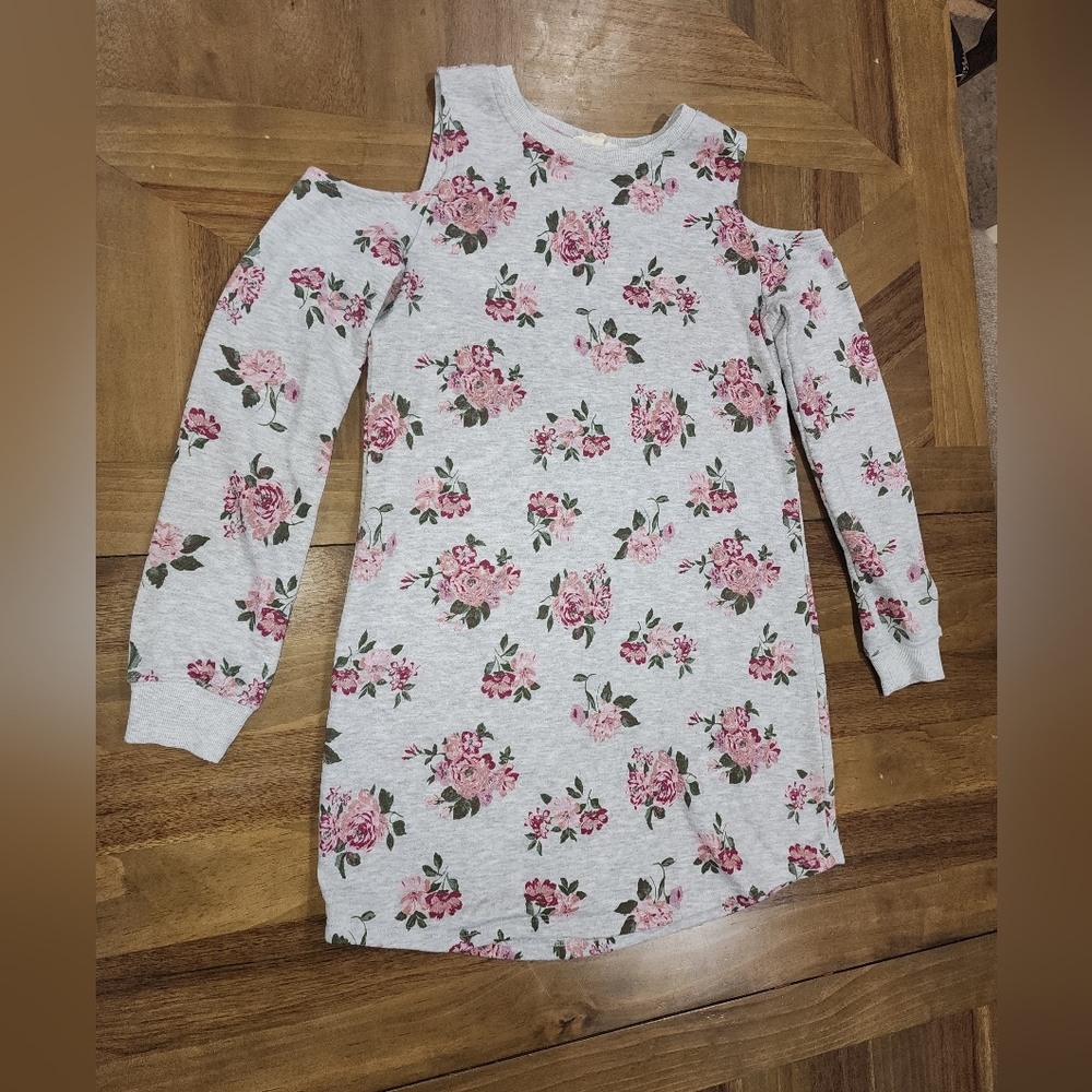 No Comment NY LA Gray Dress Pink Floral Flower Sz Large Girls Teenager